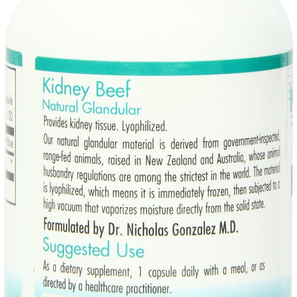 Nutricology Kidney Beef Supplement – Freeze-Dried Bovine Kidney, 500mg, 100 Vegetarian Capsules