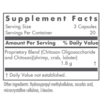 Nutricology MicroChitosan Supplement – 1800mg Chitosan Oligosaccharide, 60 Veg Pills