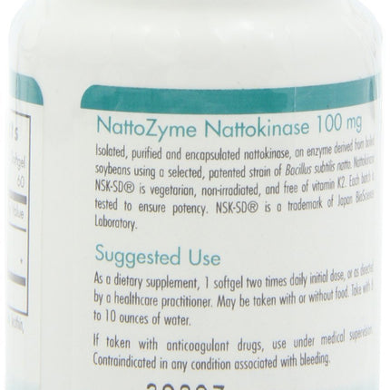 Nutricology NattoZyme NSK-SD 2000 FU Nattokinase - 60 Veg Softgels