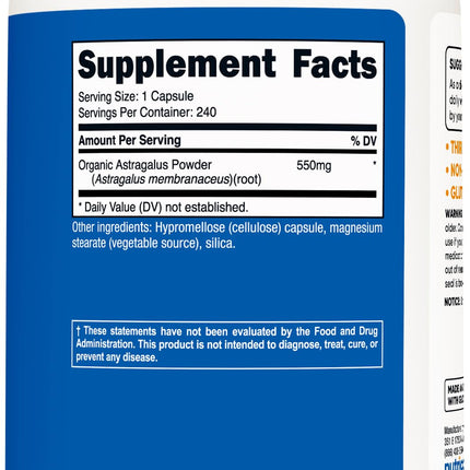 Nutricost Astragalus Capsules 550mg – 240 Vegetarian Capsules (Pack of 2) | Non-GMO, Gluten Free