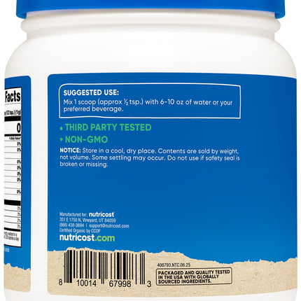 Nutricost Organic Barley Grass Juice Powder (1 lb) - Unflavored, Gluten-Free & Vegan