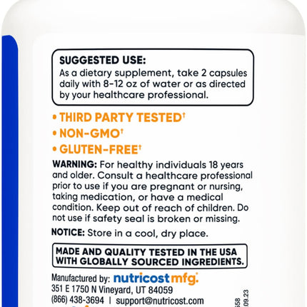 Nutricost Coleus Forskohlii 500mg – 60 Capsules (Pack of 2) | Maximum Strength