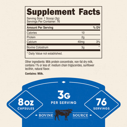 Nutricost Colostrum Powder 8 oz – 3 g per Serving, 76 Servings, 30% IgG, Lactoferrin, Non-GMO, Gluten Free
