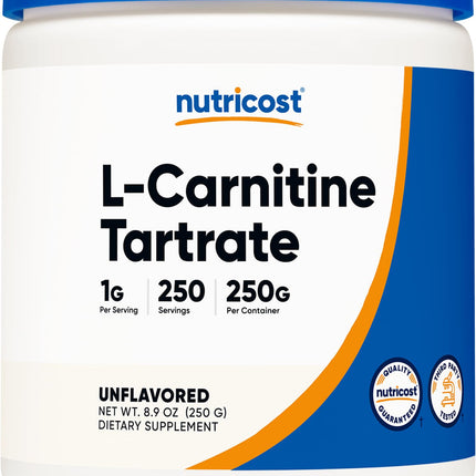Nutricost L-Carnitine Tartrate Powder – 250g, 1g Serving, 250 Servings