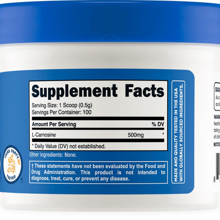 Nutricost L-Carnosine Powder 50g (100 Servings) – Non-GMO