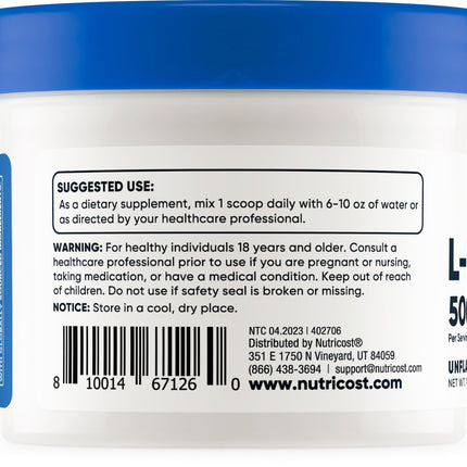 Nutricost L-Carnosine Powder 50g (100 Servings) – Non-GMO
