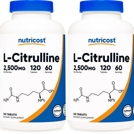 Nutricost L-Citrulline 2500 mg per Serving – 120 Tablets, 2-Pack (Non-GMO & Gluten Free) | GMP & FDA Registered