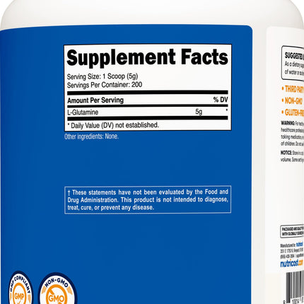 Nutricost L-Glutamine Powder 1 KG - Unflavored, Non-GMO, Gluten Free