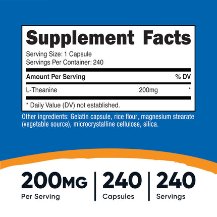 Nutricost L-Theanine 200mg 240 Capsules - Double Strength