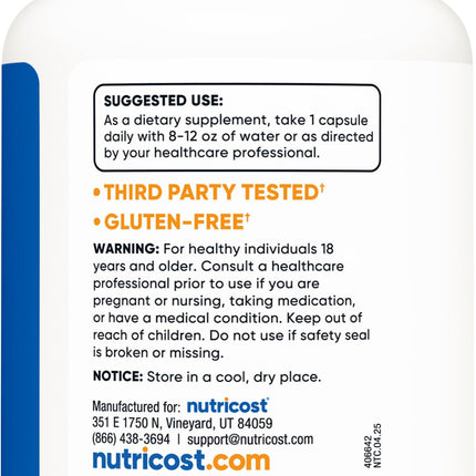 Nutricost Lactoferrin Capsules – 60 Servings (300mg) | Gluten-Free, Vegetarian, GMP-Certified