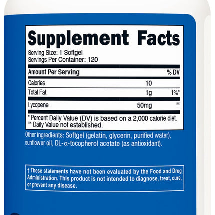 Nutricost Lycopene 50mg Softgels – 120 Softgels | Non-GMO, Gluten-Free