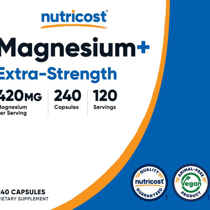 Nutricost Magnesium+ Extra Strength 420mg | 240 Capsules | 120 Servings