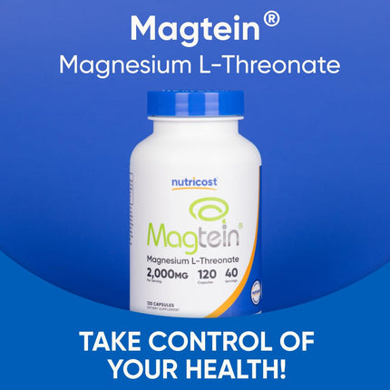 Nutricost Magnesium L-Threonate (Magtein) 2000mg – 120 Capsules – Non-GMO, Gluten Free, Vegetarian Friendly