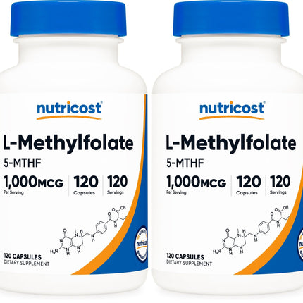 Nutricost Methylfolate 1000mcg – 120 Vegetarian Capsules (Gluten Free, Non-GMO) Pack of 2