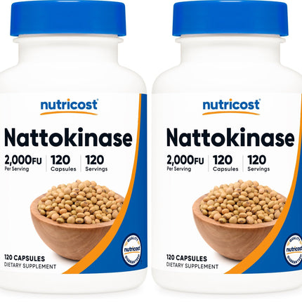 Nutricost Nattokinase 2000FU 120 Caps – Gluten Free, Non-GMO, Vegetarian (Pack of 2)