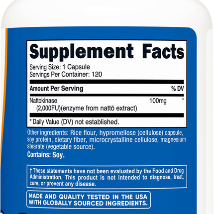 Nutricost Nattokinase 2000FU 120 Caps – Gluten Free, Non-GMO, Vegetarian (Pack of 2)