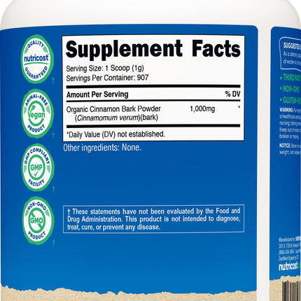 Nutricost Organic Ceylon Cinnamon Powder (2 pounds) - Vegan, Gluten-Free, GMO-Free