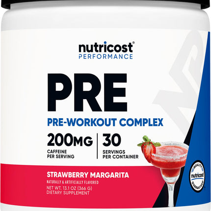 Nutricost Pre-Workout Powder Strawberry Margarita – 30 Servings, GMO-Free & Gluten-Free