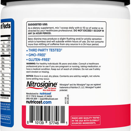 Nutricost Pre-Workout Powder Strawberry Margarita – 30 Servings, GMO-Free & Gluten-Free