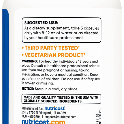 Nutricost Spermidine Wheat Germ Extract Supplement - 1500mg, 120 Capsules, 40 Servings