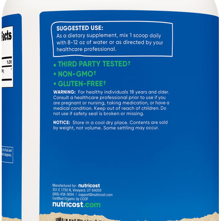 Nutricost Organic Spirulina Powder 2 LB - Pure, Certified Organic Spirulina