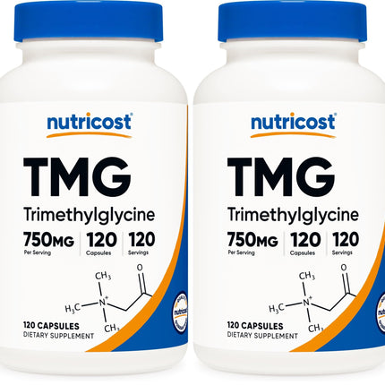 Nutricost TMG (Trimethylglycine) 750mg – 120 Capsules (Pack of 2)