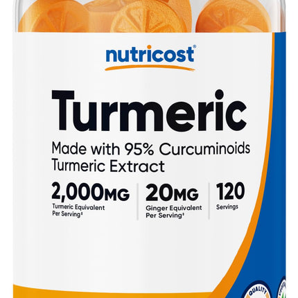 Nutricost Turmeric Gummies Citrus – 240 Gummies, 95% Curcuminoids, 120 Servings