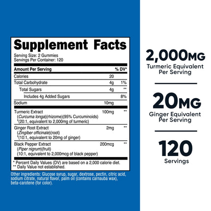Nutricost Turmeric Gummies Citrus – 240 Gummies, 95% Curcuminoids, 120 Servings