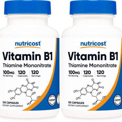 Nutricost Vitamin B1 100mg - 120 Caps | Gluten Free & Non-GMO (Pack of 2)