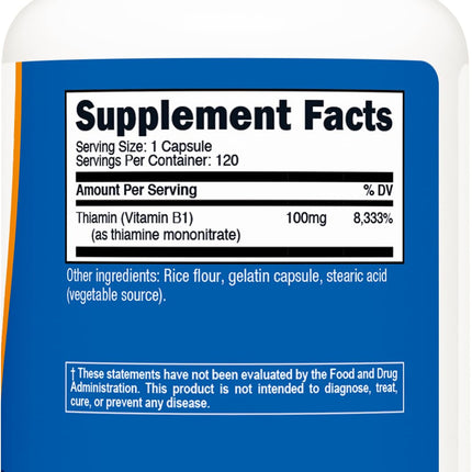 Nutricost Vitamin B1 100mg - 120 Caps | Gluten Free & Non-GMO (Pack of 2)