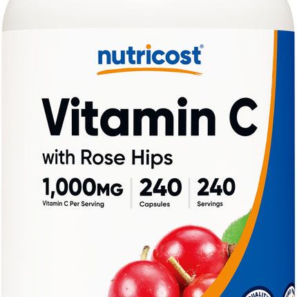 Nutricost Vitamin C with Rose Hips 1025mg – 240 Capsules | Vitamin C 1000mg, Non-GMO, Gluten Free