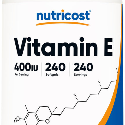 Nutricost Vitamin E 400 IU | 240 Softgel Capsules – Gluten Free, Non-GMO