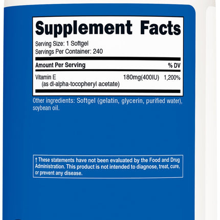 Nutricost Vitamin E 400 IU | 240 Softgel Capsules – Gluten Free, Non-GMO
