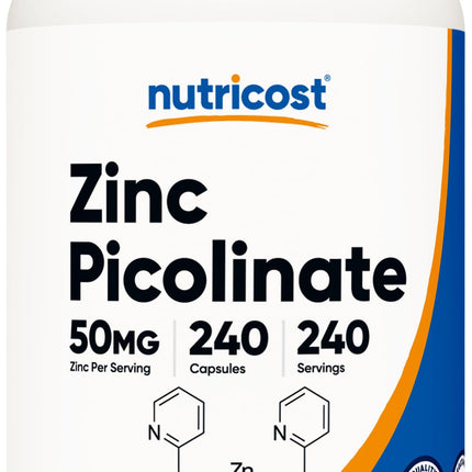Nutricost Zinc Picolinate 50mg – 240 Vegetarian Capsules | Gluten Free & Non-GMO