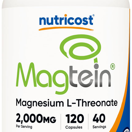 Nutricost Magnesium L-Threonate (Magtein) 2000mg – 120 Capsules – Non-GMO, Gluten Free, Vegetarian Friendly