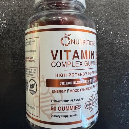 O NUTRITIONS Vitamin B Complex Vegan Gummies with Vitamin B12, B7 as Biotin, B6, B3 as Niacin, B5, B6, B8, B9 as Folate for Stress, Energy and Healthy Immune System (2 Pack)