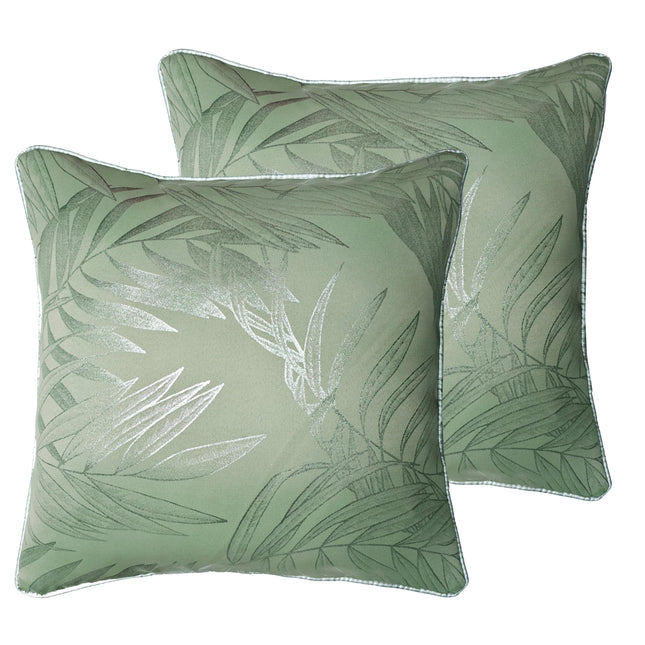OLIVIA ROCCO Leaf Sparkle 2 Pack Cushion Covers Leaf Sage Green Modern Decorative Throw