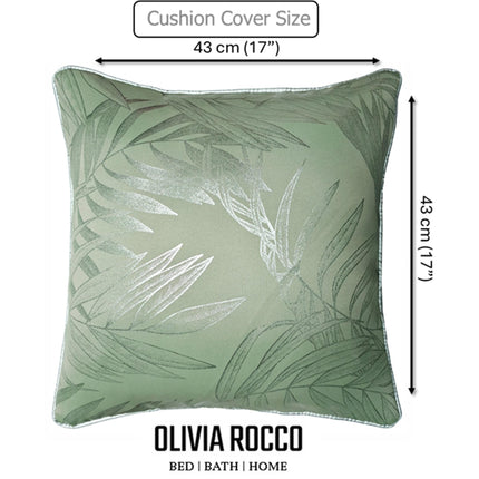 OLIVIA ROCCO Leaf Sparkle 2 Pack Cushion Covers Leaf Sage Green Modern Decorative Throw