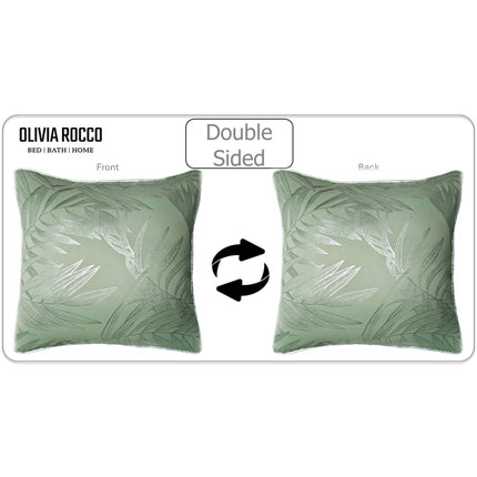 OLIVIA ROCCO Leaf Sparkle 2 Pack Cushion Covers Leaf Sage Green Modern Decorative Throw