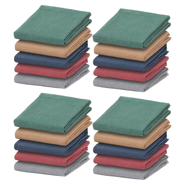 OLIVIA ROCCO 20 Pack Tea Towel Set Waffle Weave 100% Cotton Absorbent Durable Kitchen