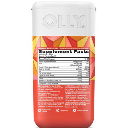 OLLY Ultra Strength Hair Softgels – Supports Hair Health, Biotin, Keratin, Vitamin D & B12