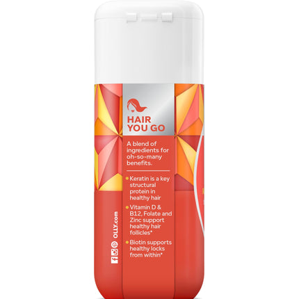 OLLY Ultra Strength Hair Softgels – Supports Hair Health, Biotin, Keratin, Vitamin D & B12