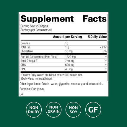 Olprima DHA Omega-3 by Standard Process – Heart & Brain Health, 60 Softgels (30 Servings) – Gluten-Free, Non-Dairy & Non-Soy