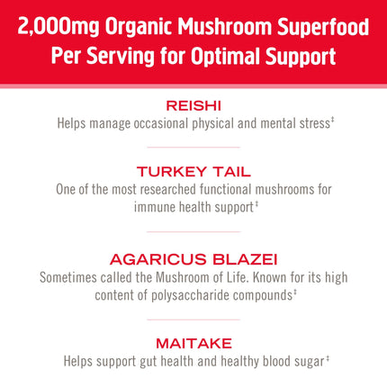 OM Mushroom Superfood Immune Blend Powder – 7.05 oz (100 Servings) Reishi & Turkey Tail