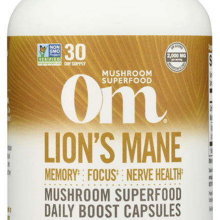Om Mushroom Lion's Mane Capsules — Memory, Focus & Mood Support (90 Capsules)