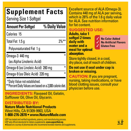 Nature Made Triple Omega 3-6-9 Softgels - Flaxseed, Safflower & Olive Oils | 150 Softgels, 75-Day Supply