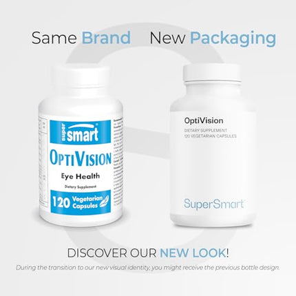Supersmart OptiVision Advanced Formula - Bilberry, Lutein & Zeaxanthin Eye Support | Astaxanthin, Non-GMO, Gluten Free - 120 Veg Capsules