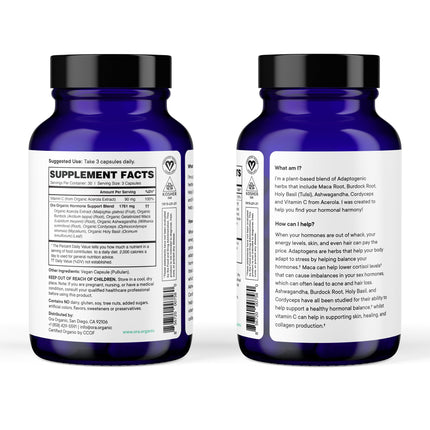 Ora Organic Hormone Balance for Women | Hormonal Acne & PMS Support | 90 Capsules