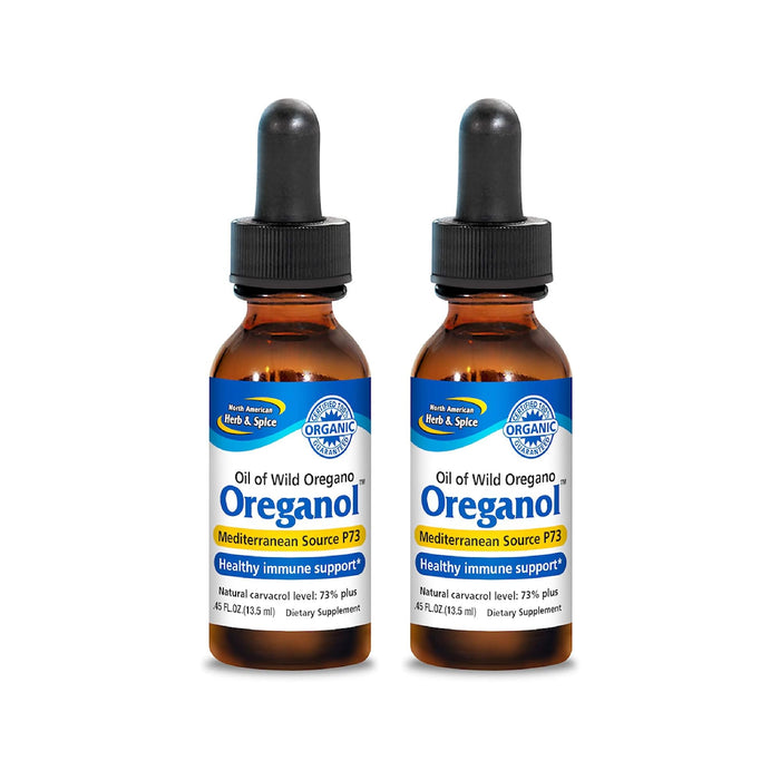 North American Herb & Spice Oreganol P73 Oregano Oil - 0.45 fl oz Pack of 2 | Wild Organic Mediterranean Source Non-GMO