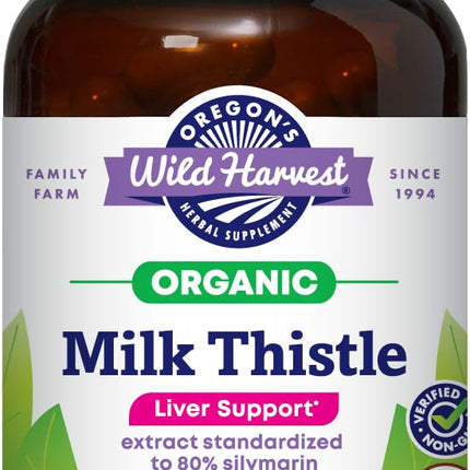 Oregon's Wild Harvest Milk Thistle – USDA Certified Organic Herbal Supplement, 90 Count